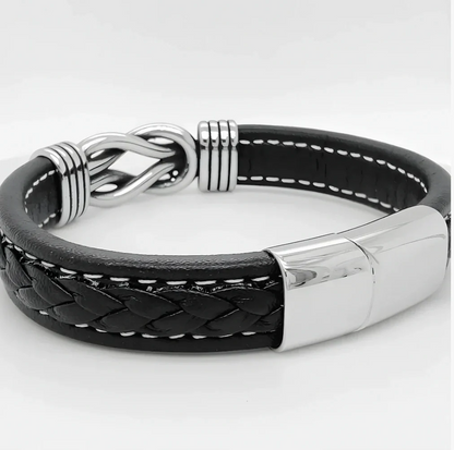 Pulsera de cuero genuino con símbolo infinito para hombres, regalo para hijo o nieto