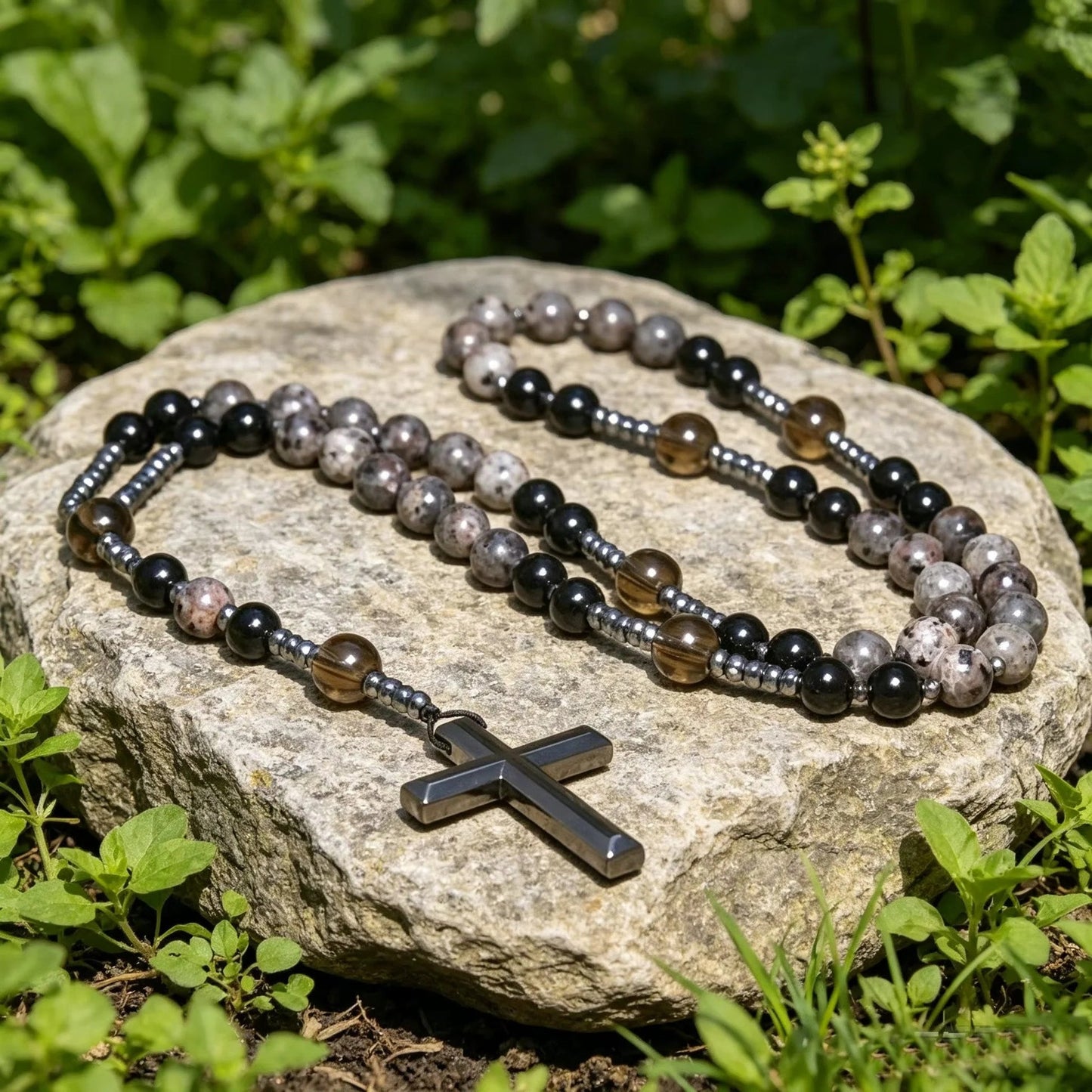 Rosario Obsidiana Yooperlita, Protección Sagrada 🖤✝️