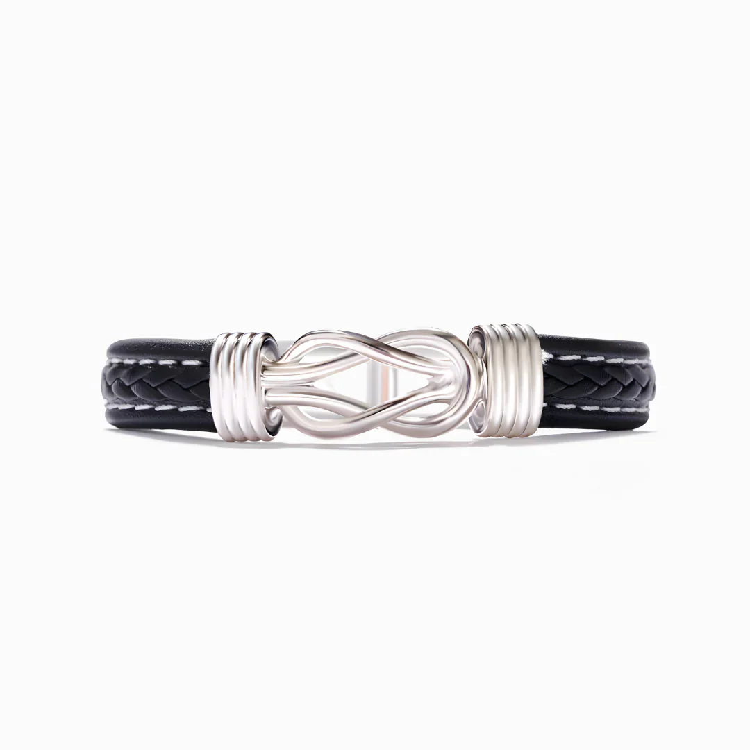 Pulsera de cuero genuino con símbolo infinito para hombres, regalo para hijo o nieto