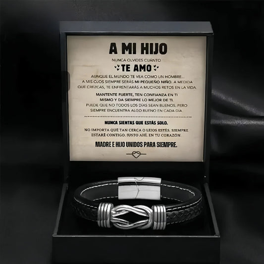 Pulsera de cuero genuino con símbolo infinito para hombres, regalo para hijo o nieto